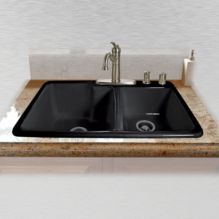 CECO Redondo 33'' L DropIn Double Bowl Cast Iron Kitchen Sink Wayfair